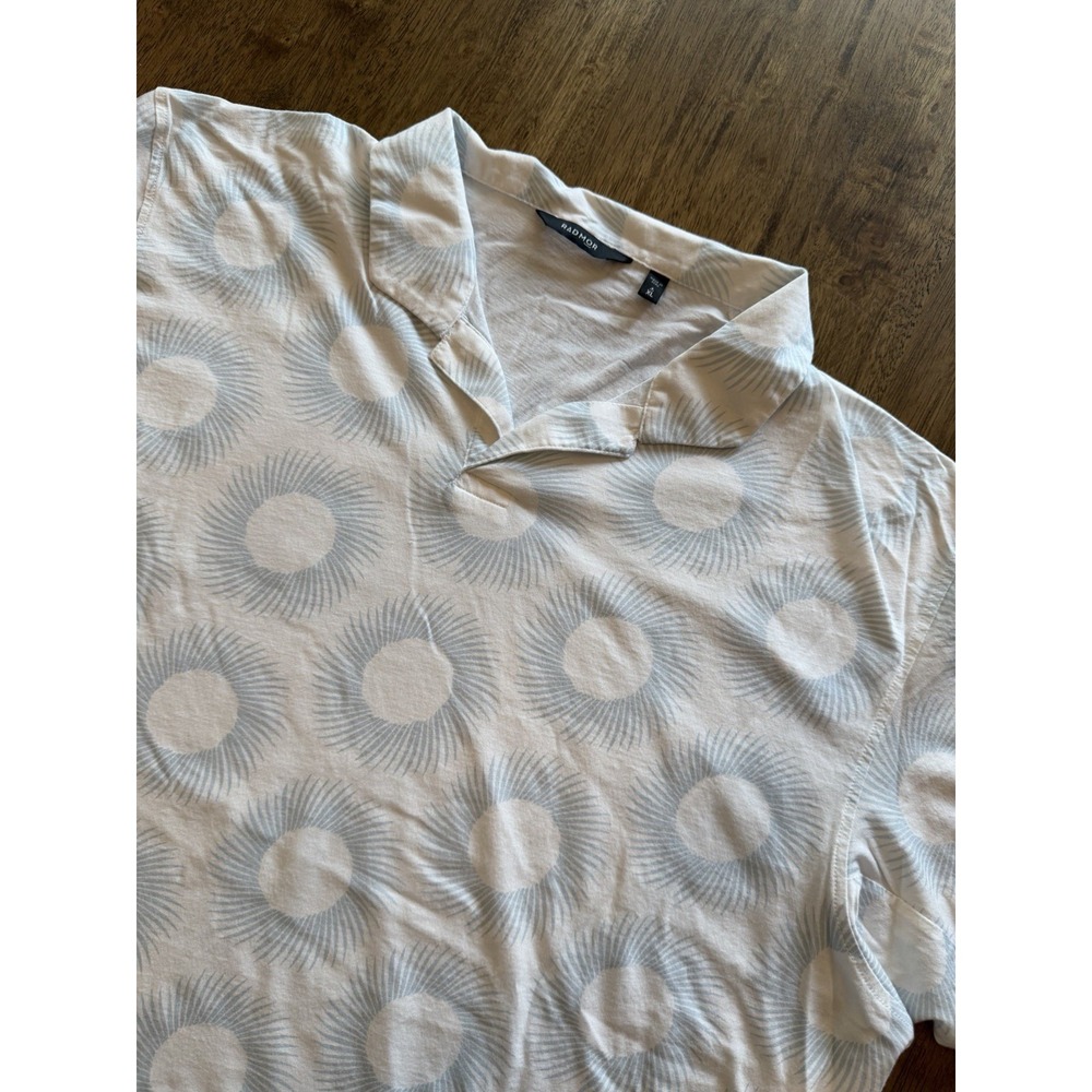 Radmor Golf Polo Shirt Mens XL Pima Cotton Crosby Sunburst All Over Print White
